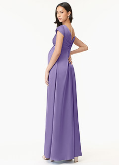 Azazie Allessia Maternity Bridesmaid Dresses A-Line Pleated Stretch Satin Floor-Length Dress image4