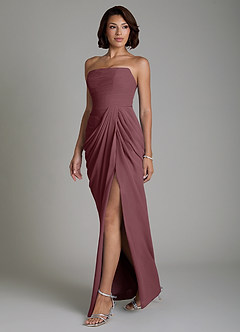 Azazie Nyra Bridesmaid Dresses Sangria Sheath Corset Chiffon Dress image6