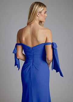 Azazie Nehemia Brudtärnklänningar Klä av Sjöjungfru i Chiffong Av axeln Kungsblå Konvertibel image3