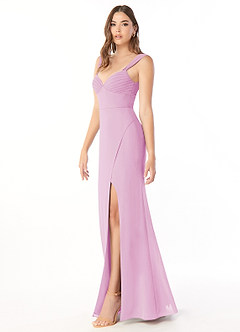 Azazie Audre Bridesmaid Dresses Candy Pink Mermaid Pleated Chiffon Dress image3