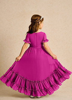 Azazie Kass Flower Girl Dresses Fuchsia A-Line Pleated Chiffon Dress image3