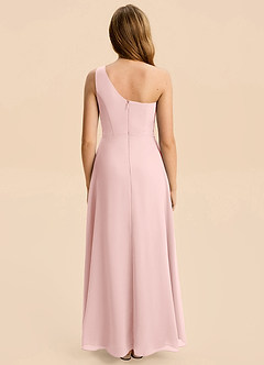 Azazie Emmie Junior Powder Pink A-Line Pleated Chiffon Dress image2