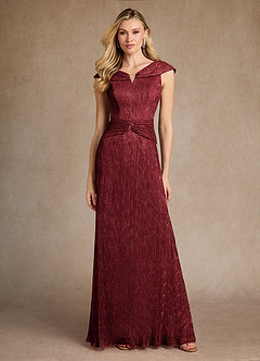 Azazie Warren Mother of the Bride Dresses Ruby A-Line Pleated Metallic Mesh Dress image2