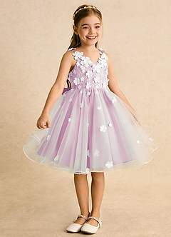 Azazie Junebug vestidos de niña de las flores Vestido de Marfil Rosa Caramelo de Tul de Princesa con Encaje image5