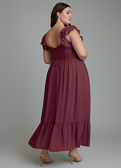 Azazie Anaya Abiti da Damigella Abito A-Line in Chiffon Scollo a Cuore Cabernet image11