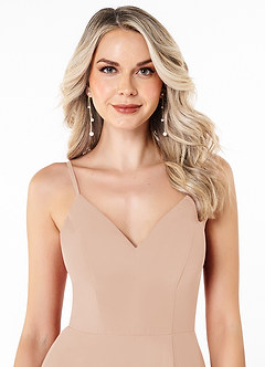 Azazie Lena Bridesmaid Dresses English Rose A-Line Lace Chiffon Dress image7