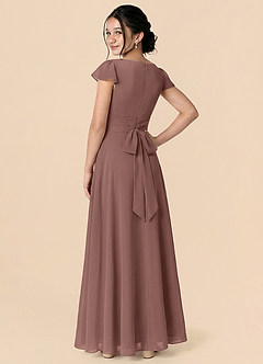 Azazie Payton Espresso A-Line Bow Chiffon Dress image2