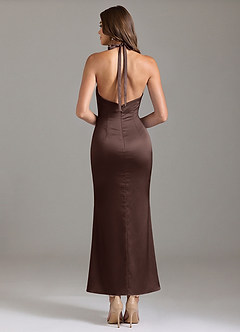 Azazie Valerie Bridesmaid Dresses Ganache Mermaid Pleated Stretch Satin Dress image2