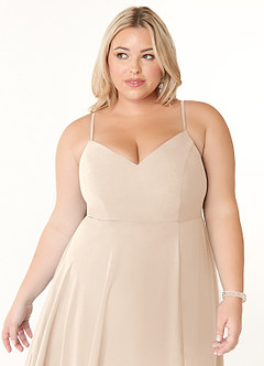 Azazie Clarissa Bridesmaid Dresses White Alabaster A-Line V-Neck Chiffon Dress image11