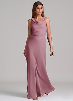 Azazie Nerine Bridesmaid Dresses Vintage Mauve A-Line Pleated Chiffon Dress image1
