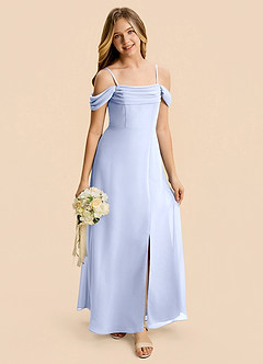 Azazie Lilly Junior Ice A-Line Pleated Chiffon Dress image7
