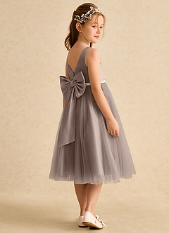 Azazie Firefly vestidos de niña de las flores Vestido de Gris Pardo de Satin Mate de Corte En A con Lazo image3