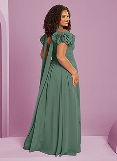 Barbie ♥ Azazie Bridesmaid Dresses Eucalyptus A-Line Off the Shoulder Chiffon Convertible Dress image17