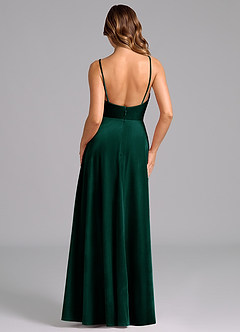 Azazie Sarella Bridesmaid Dresses Emerald A-Line Pleated Velvet Dress image2