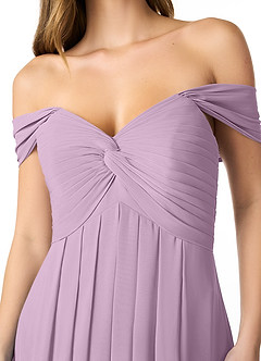 Azazie Kaitlynn Bridesmaid Dresses Wisteria Empire Ruched Chiffon Convertible Dress image5