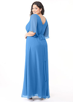 Azazie Cierra Abiti da Damigella Abito A-Line in Chiffon con Scollo a V Blue Jay image12