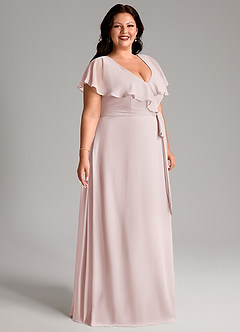 Azazie Lainey Bridesmaid Dresses Blushing Pink A-Line with Pockets Chiffon Dress image11