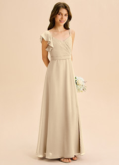 Azazie Kelsea Junior Klä av A-Line i Chiffong Rynkad image5