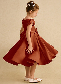 Azazie Pearl vestidos de niña de las flores Vestido de Pimenton de Satin Mate de Princesa con Plisado image3