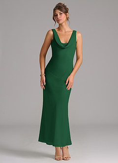 Azazie Rylina 신부 들러리 드레스 인어 주름진 쉬폰 발목 길이 드레스 image1