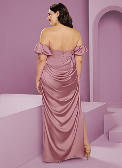 Barbie ♥ Azazie Bridesmaid Dresses Vintage Mauve Sheath Off the Shoulder Stretch Satin Convertible Dress image11