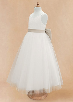 Azazie Lea Flower Girl Dresses Frost A-Line Spaghetti Strap Tulle Dress image8
