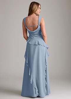 Azazie Sloane Bridesmaid Dresses Dusty Blue A-Line Sweetheart Neckline Chiffon Dress image2