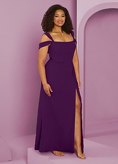 Barbie ♥ Azazie Brautjungfernkleider A-Linie Schulterfrei Chiffon Kleid Traube image10