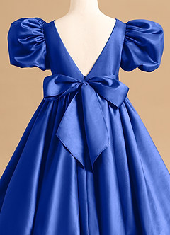 Azazie Jellybean Blumenmädchenkleider Ballkleid Gestreift Matte Satin Kleid Königsblau image5
