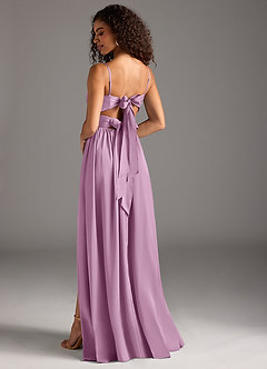 Azazie Zeya Robes de demoiselle d'honneur Robe Trapèze en Satin extensible Plissée Glycine image1