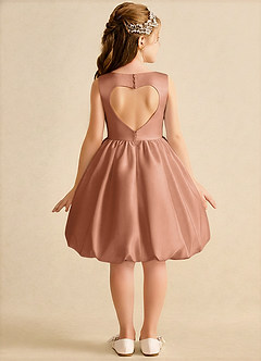 Azazie Nirvana Flower Girl Dresses Bronzer Ball-Gown Ruched Matte Satin Dress image1