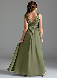Azazie Elly Junior Pistachio A-Line Lace Chiffon Dress image2
