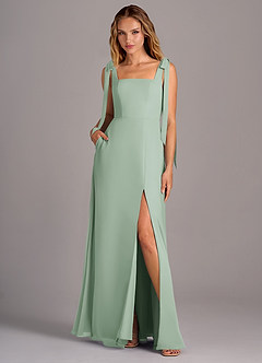 Azazie Debra Bridesmaid Dresses Agave A-Line with Pockets Chiffon Convertible Dress image1