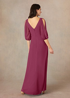 Azazie Bronwyn Mother of the Bride Dresses Mulberry A-Line V-Neck Ruched Chiffon Dress image4