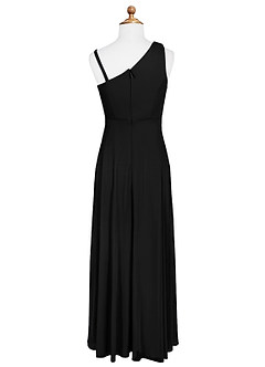 Azazie Brooke Junior Abito A-Line in Maglia Plissettato Nero image6