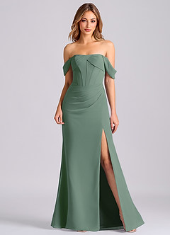 Azazie Joanne Final Sale Black Mermaid Off the Shoulder Chiffon Dress image1