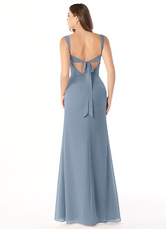 Azazie Audre Bridesmaid Dresses Dusty Blue Mermaid Pleated Chiffon Dress image2