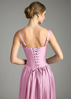 Azazie Evadina Bridesmaid Dresses Candy Pink A-Line Corset Stretch Satin Dress image6