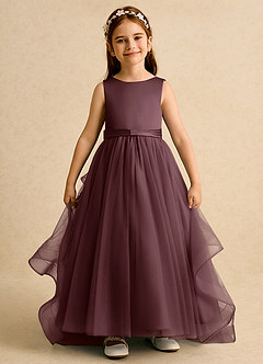 Azazie Lior Flower Girl Dresses Sangria Ball-Gown Pleated Tulle Dress image2