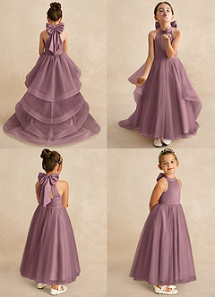 Azazie Bev Flower Girl Dresses Vintage Mauve A-Line Convertible Tulle Dress image2