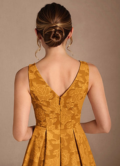 Azazie Fulton Kleider für die Brautmutter A-Linie Plissee Blumen-Burnout Kleid Butterscotch image6