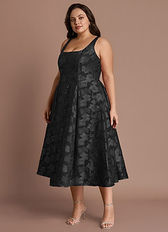 Briac Black A-line Midi Dress image3