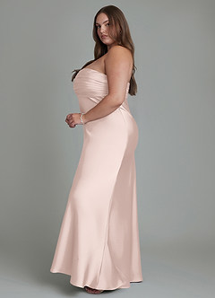 Azazie Saylor Jurken voor bruidsmeisjes Jurk van Stretch Satijn met Zeemeermin Strapless Blozend Roze image14