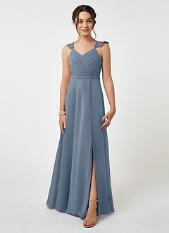 Azazie Emily Junior A-Linie Gestreift Chiffon Kleid Zwielichtviolett image1