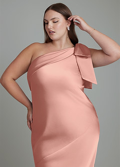Azazie Yuanna Bridesmaid Dresses Rosette Mermaid One Shoulder Stretch Satin Dress image10