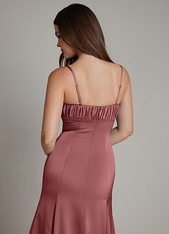 Azazie Avira Suknie dla druhen Syrena Satyna elastyczna Do ziemi Sukienka image4