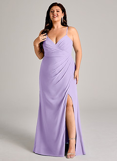 Azazie Maci Bridesmaid Dresses Lilac Sheath Pleated Chiffon Dress image8