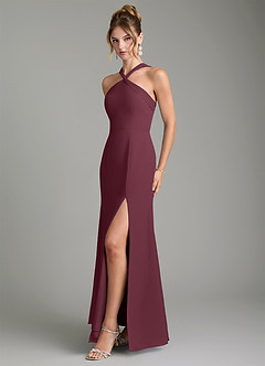 Azazie Rue Bridesmaid Dresses Cabernet A-Line Halter Chiffon Dress image5