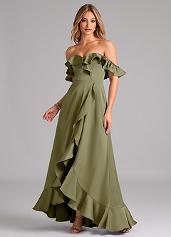 Azazie Lyra At-home Try On Dresses Black A-Line Off the Shoulder Stretch Satin Convertible Dress image1