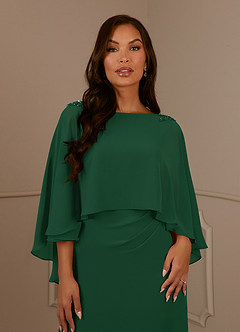 Azazie Mirra Mother of the Bride Dresses Dark Green Sheath Scoop Pleated Chiffon Dress image9
